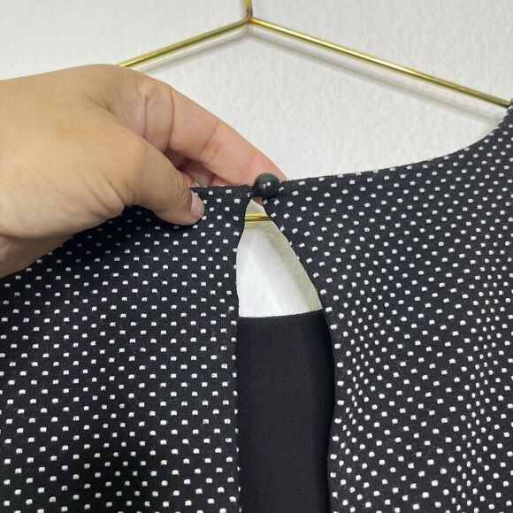 Free People Mini Dress XS Black Micro Dot Puff Sleeve Soft Goth Moody Romantic - Picture 10 of 12